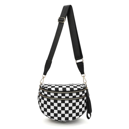 VYXELLE Checkered Crossbody Bag - Adjustable Fanny Pack