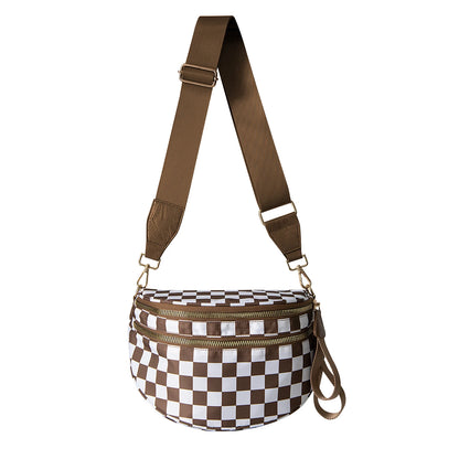 VYXELLE Checkered Crossbody Bag - Adjustable Fanny Pack
