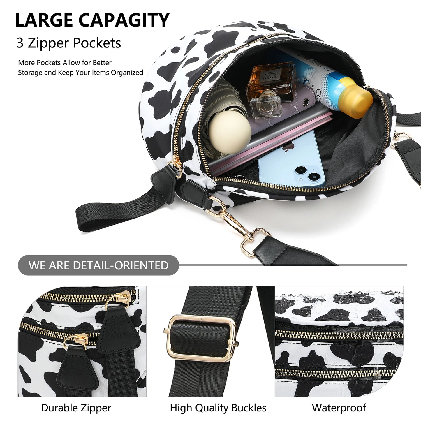 VYXELLE Checkered Crossbody Bag - Adjustable Fanny Pack