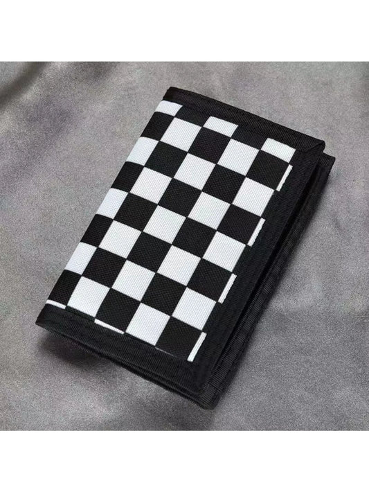 Checkered Tri-Fold Wallet