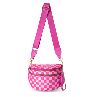 VYXELLE Checkered Crossbody Bag - Adjustable Fanny Pack