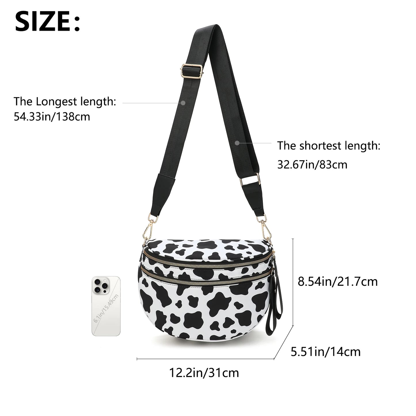 VYXELLE Checkered Crossbody Bag - Adjustable Fanny Pack